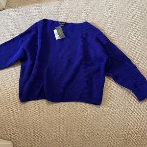 NEW FRENCH CONNECTION Women’s blue Millie waffle knit sweater